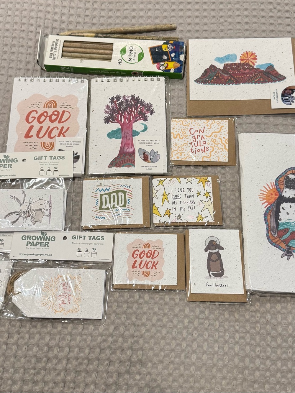 Seeded Gift Tags and Notebooks - Assorted White Designs